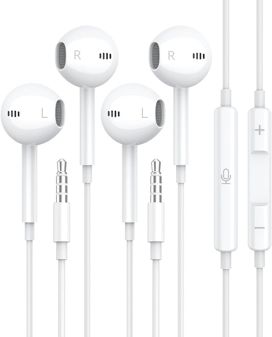 3.5mm Stereo Wired in Ear Earphones with Mic for Calling, Volume Control, Multifunction Button, Lightweight Design(White)