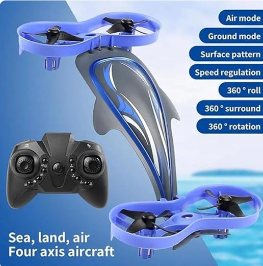 Waterproof 2-in-1 Whale 6 Axis【Can swim in Water & Fly in Air】Quadcopter Drone【Pack of 1】【Multi-Colored】