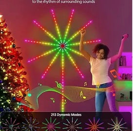 Smart Firework Led Lights Indoor,Led Fireworks Lights with Remote & APP Control Firework Launch Effect,Music/Mic Sync RGB Color Changing Led Lights