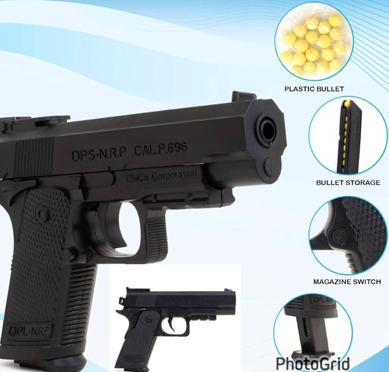 PistolGun for kids of Gun with Laser14 Darts & Plastic Bullets (Black)