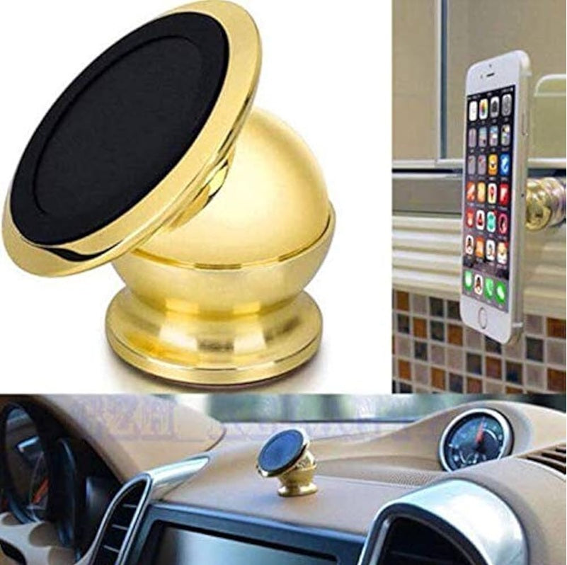 Aluminium Metal Portable 360 Degree Rotating Magnetic Mobile Holder for Car, Office, Desk, Home and Table