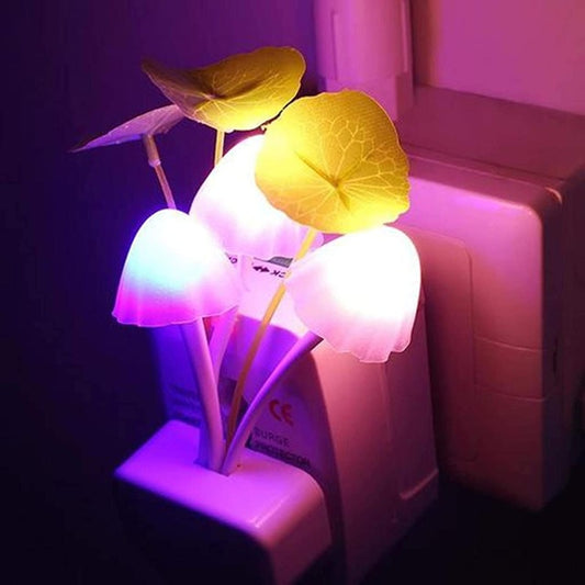 Multicolor Mushroom LED Night Lamp with Plug Smart Sensor auto On/Off – Color-Changing Decorative Mushroom Light with Warm & Cool Glow, Mood Night Light for Home Décor, Kids Room