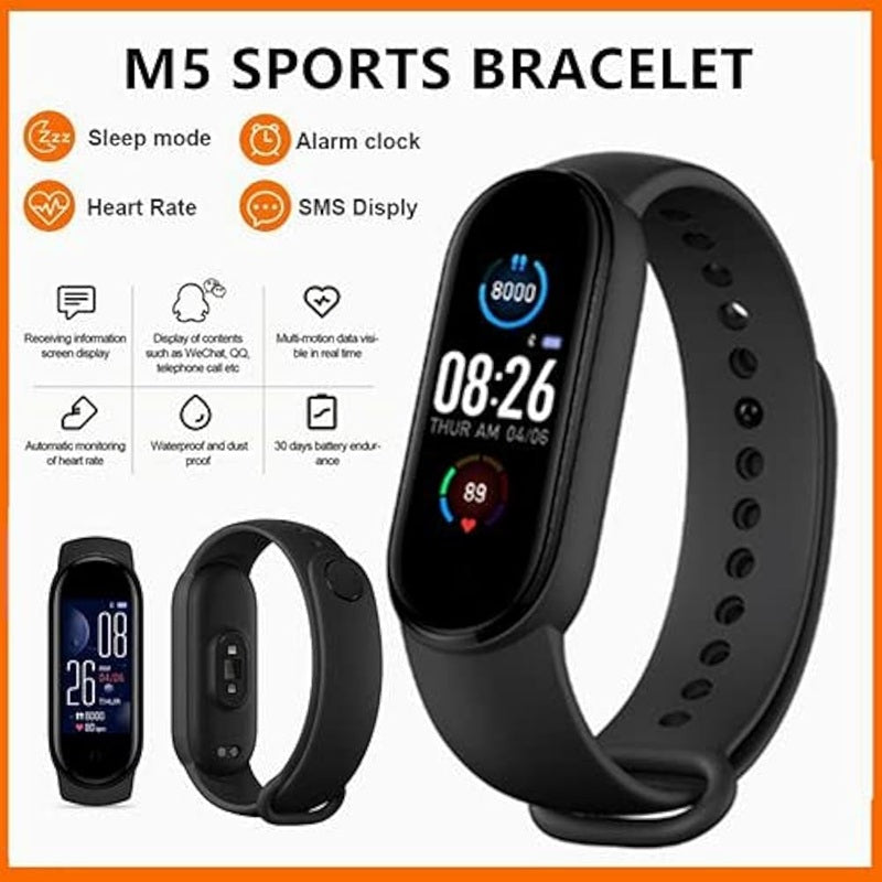 M5 Smart Bracelet Upgrade Sports Bracelet Heart Rate Blood Pressure Monitoring Band Smart Wristband