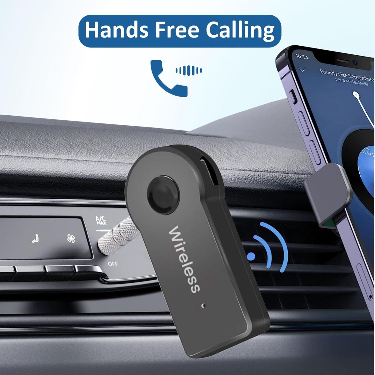 Wireless Bluetooth Receiver & Hands-Free Car Kit – 3.5mm Aux Adapter for Seamless Music Streaming and Hands-Free Calling | Perfect for Home, Car Audio, Headphones, and Speakers