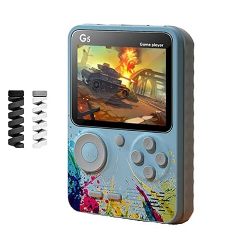 G5 5000 in 1 Retro Game Box Only for 1 Player, Handheld Classical Game PAD Can Play On TV, 500 Games Like Contra, Tank, Bomber Man Etc. (A Like Star Product) (Blue Grey)