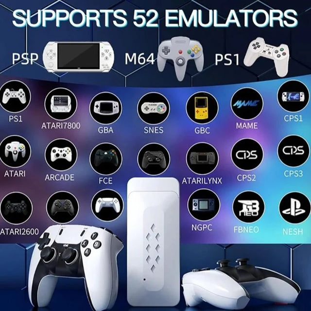 M22 Game Stick Retro Video Game Console with 2 Wireless Controller 64 GB with Yes (White,Black)