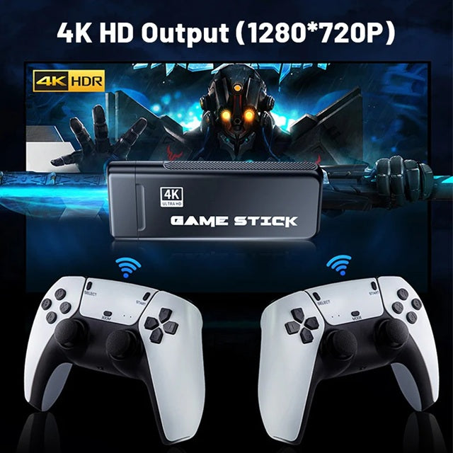 M22 Game Stick Retro Video Game Console with 2 Wireless Controller 64 GB with Yes (White,Black)