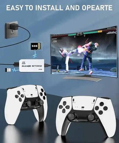 M22 Game Stick Retro Video Game Console with 2 Wireless Controller 64 GB with Yes (White,Black)