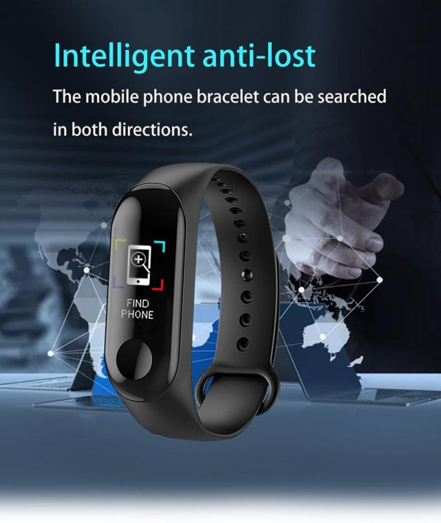 Unisex M3 Smart Fitness Bluetooth Wrist Band with Heart Rate, Sleep Monitoring Functions for All Smartphones