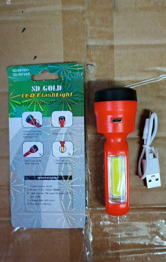 Rechargeable LED Torch - SD-8672A Mini Pocket Flashlight for Emergencies, Camping and More