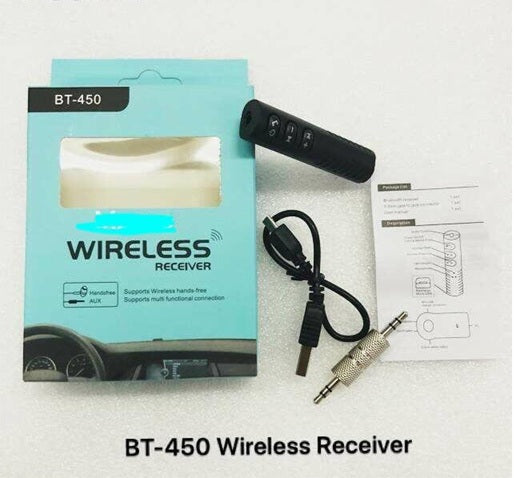 BT-450 Bluetooth Receiver | 3.5mm AUX Adapter for Car Audio & Speakers | Hands-Free Calling & Music Streaming | Compatible with Earphones & Stereo Systems