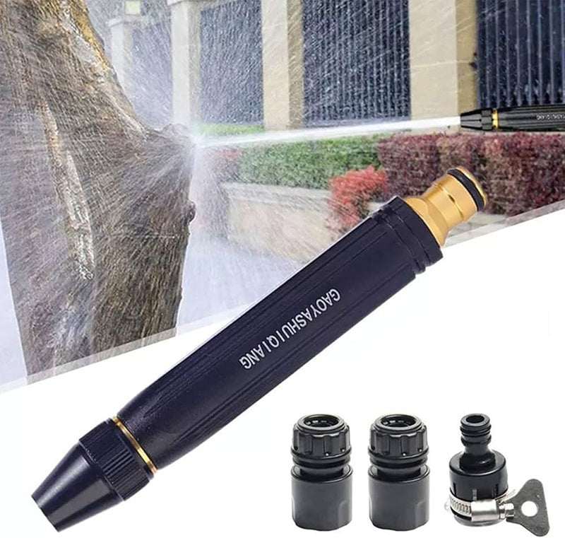 Metal Portable High Pressure Washing Water Gun, Adjustable Multifunction Pressure Washer Nozzle Spray Gun Direct Spray Car Wash Water Gun,Black High Pressure Nozzle.(pack of 1)