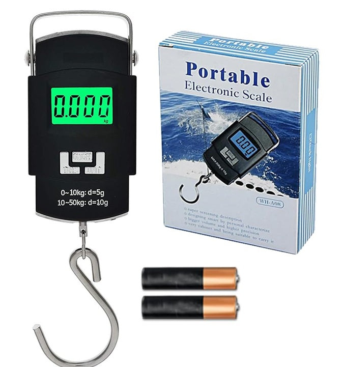 digital weighing machine for Luggage weighing, Weighing scale capable of 50kg, Scale with LCD Display & Stainless steel hook. Aliston A08 /A302 Hanging Scale.