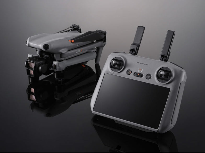 Air 3 Drone Quadcopter with RC-N2 Remote (with Screen) Fly More Combo Medium Tele & Wide-Angle Dual Primary Cameras, Obstacle Sensing, 48MP, 4K/60fps, 3 Batteries Bundle with Deco Gear Accessories