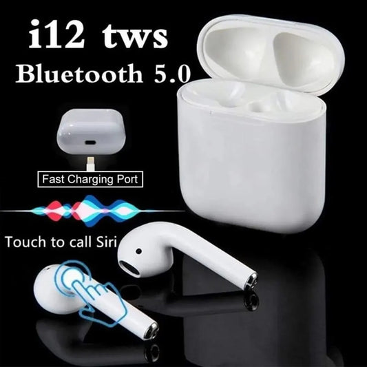 i12 TWS Wireless Bluetooth 5.0 Touch Control Earphones_03 Bluetooth (White, In the Ear)