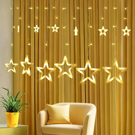 Artificial Star LED String Lights – 200 LEDs Curtain Light, 8 Lighting Modes with Adjustable Brightness, 10x3 Feet Decorative