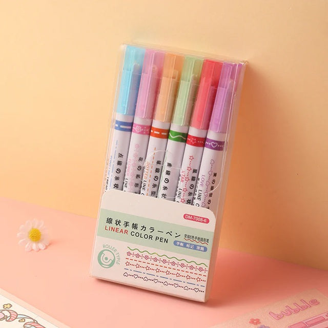 6-in-1 Pattern Roller Linear Color Pen