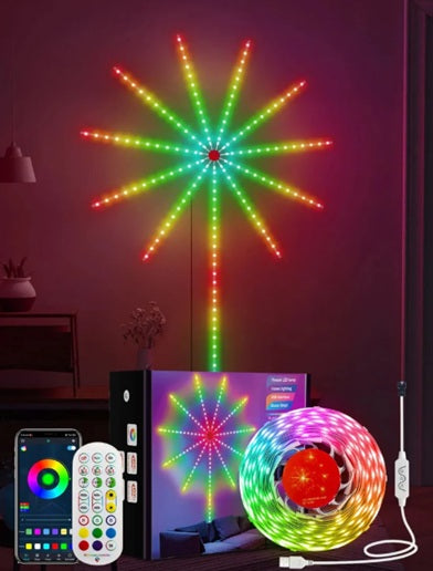 Smart Firework Led Lights Indoor,Led Fireworks Lights with Remote & APP Control Firework Launch Effect,Music/Mic Sync RGB Color Changing Led Lights