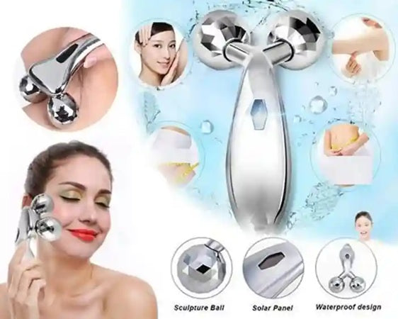 3D Maxtop Manual Face Massager for Glowing Skin | Facial Roller & Body Massage Tool | Women's Self Care Beauty Device for Skin Tightening and Lift | 3D Massager Roller