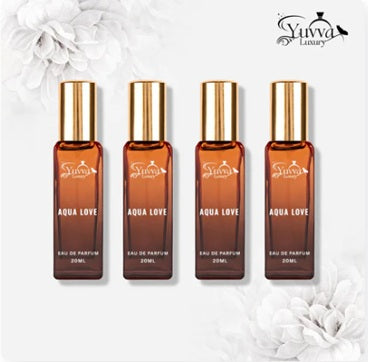 Yuvva Luxury Aqua Love: 4-in-1 Premium EDP Perfume Gift Set for Women | Long-Lasting Fresh, Floral & Woody Fragrances (4 x 20ml)
