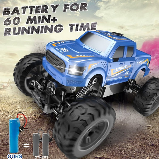 RC Cars Remote Control Car 1:16 Off Road RC Pickup Monster Truck for All Terrain Hobby Car 4WD Dual Motors LED Headlight Rock Crawler