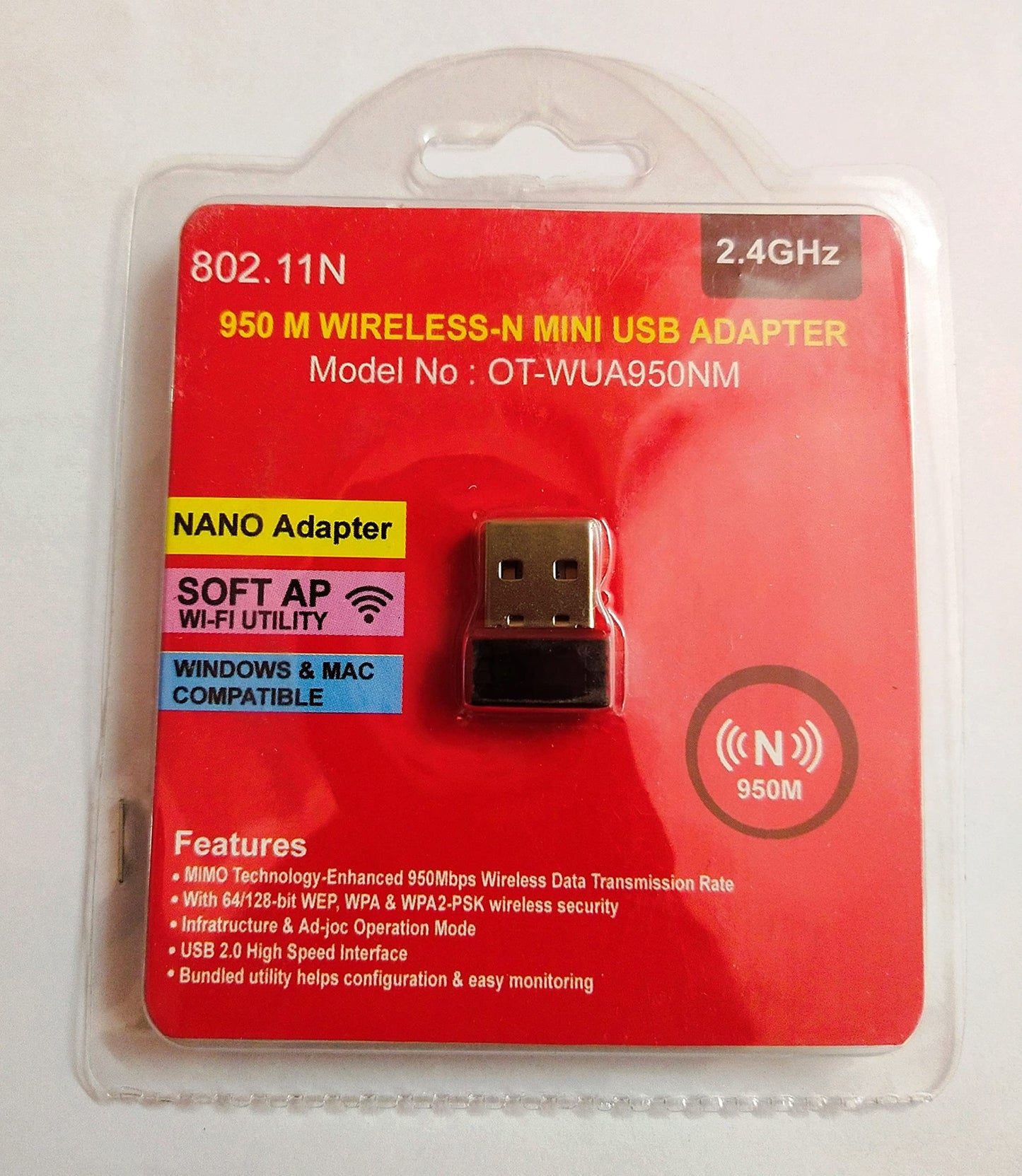 950M Wireless -N Mini USB WiFi Adapter, 802.11n Wireless Network Dongle, Nano Size