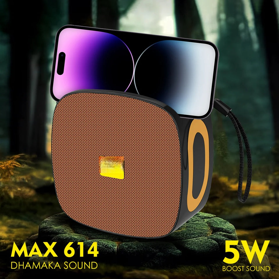 Max614 Wireless Bluetooth speaker with 10h Playtime & 14 unique lights 5 W Bluetooth Party Speaker  (Green, Stereo Channel)