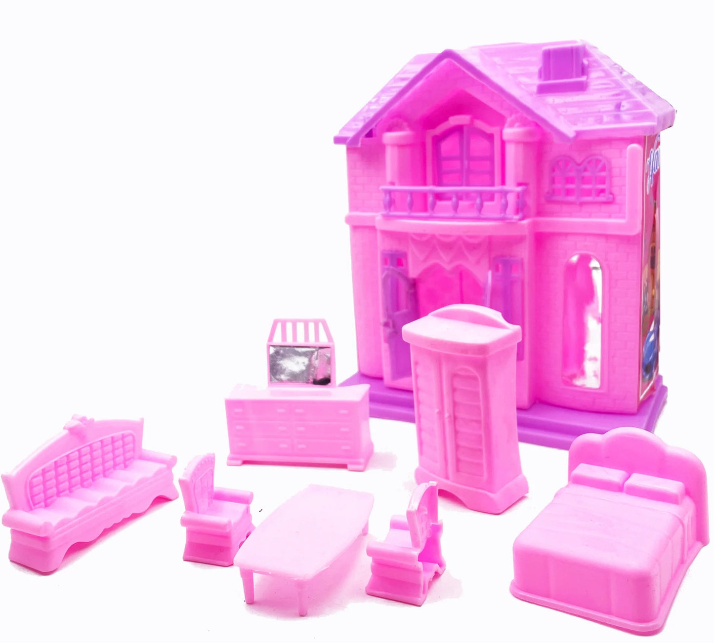 Doll House Set for Girls and Boys, Easy to Carry, Little Doll House Play Sets with Furniture.