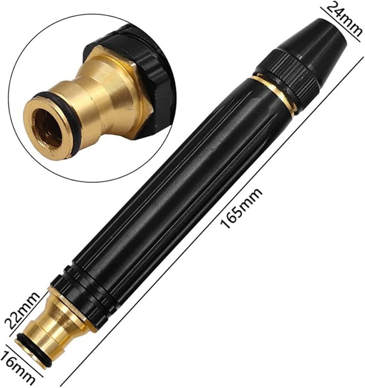 Metal Portable High Pressure Washing Water Gun, Adjustable Multifunction Pressure Washer Nozzle Spray Gun Direct Spray Car Wash Water Gun,Black High Pressure Nozzle.(pack of 1)