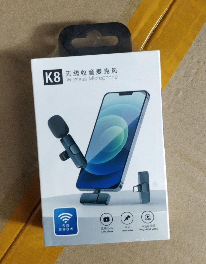 K8 Wireless Microphone For Mobile | Plug & Play Lavalier Mic For Vlogging, Live Streaming