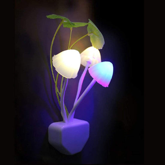 Multicolor Mushroom LED Night Lamp with Plug Smart Sensor auto On/Off – Color-Changing Decorative Mushroom Light with Warm & Cool Glow, Mood Night Light for Home Décor, Kids Room