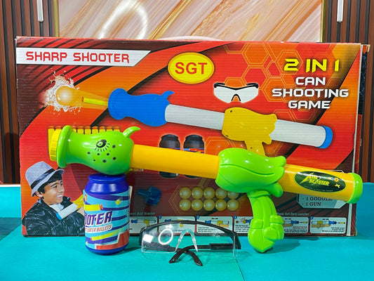 Sharp Shooter – Air Pressure Foam Balls Shooting 2 in 1 Gun Toy Set, Soft Ball Air Shooting Gun, Toy Gun Set with Soft Balls for Kids,