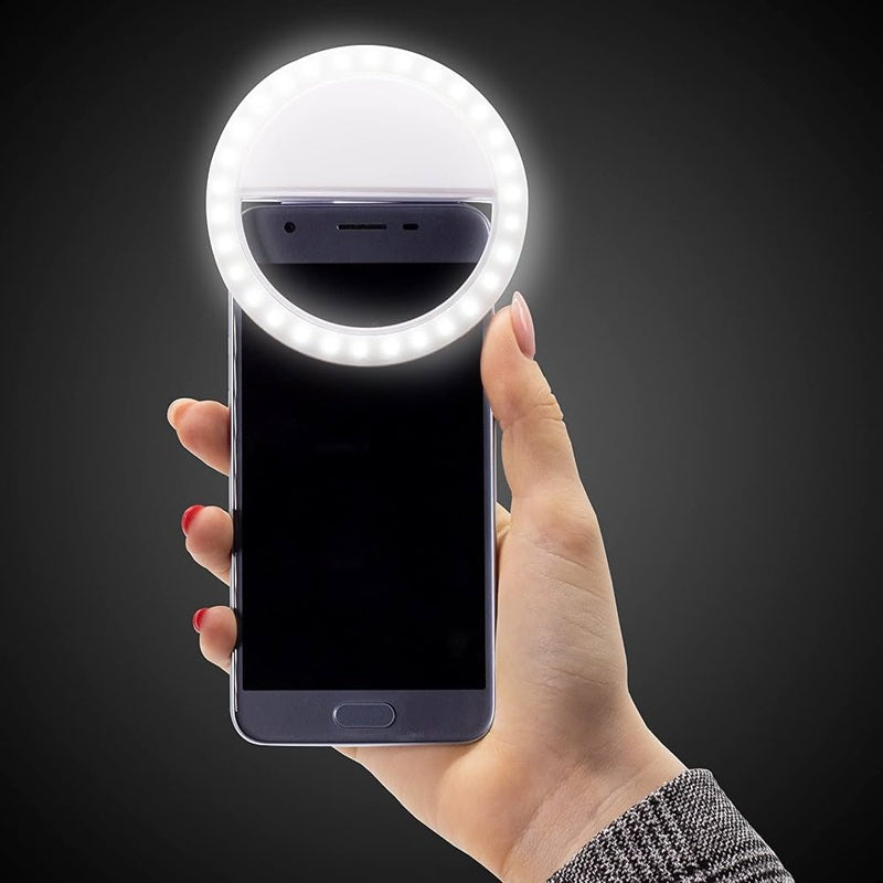 Portable LED Ring Selfie Light for All Smartphones, Tablets Enhancing Ring Light with 3 Level of Brightness for Photography Video Calling (Smart Phones Laptop Tablet)