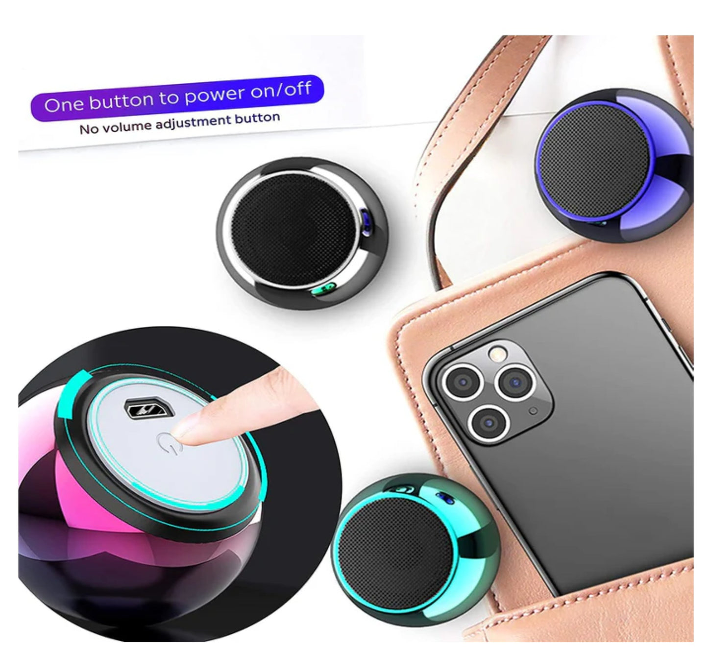 Mini Boost 4 Bluetooth Speaker 4D Mini Round Steel Speaker - Multicolor Random Colour - Pack of 1