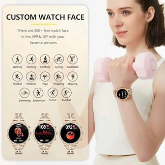 Gen 9 Diamond Strap HD Display 2 Straps Bluetooth Calling Smartwatch for Mens and Womens with 500+ Watch Faces (Rose Gold Strap)