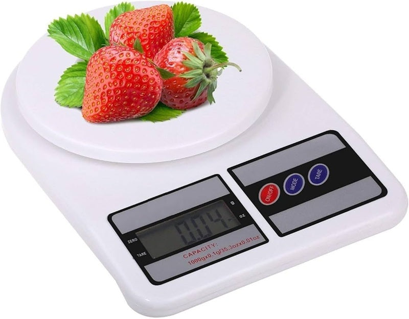 Btag SF-400 Digital Kitchen Weighing Scale | 10Kg x 1g Precision | Food Scale with LCD Display for Cooking, Baking, Meal Prep & Healthy Diet | Compact Electronic Weight Machine for Home Use.(White)