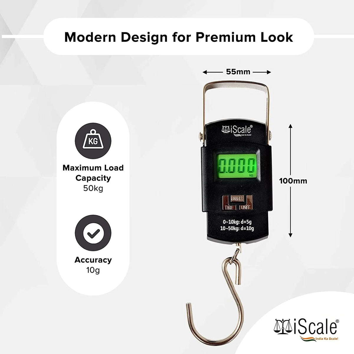 digital weighing machine for Luggage weighing, Weighing scale capable of 50kg, Scale with LCD Display & Stainless steel hook. Aliston A08 /A302 Hanging Scale.