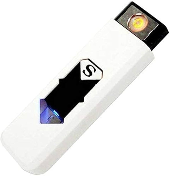 Generic USB Charging Lighter | Eco-Friendly, Smart, Flameless, Windproof, Portable, Modern, White Plastic Electronic Lighter