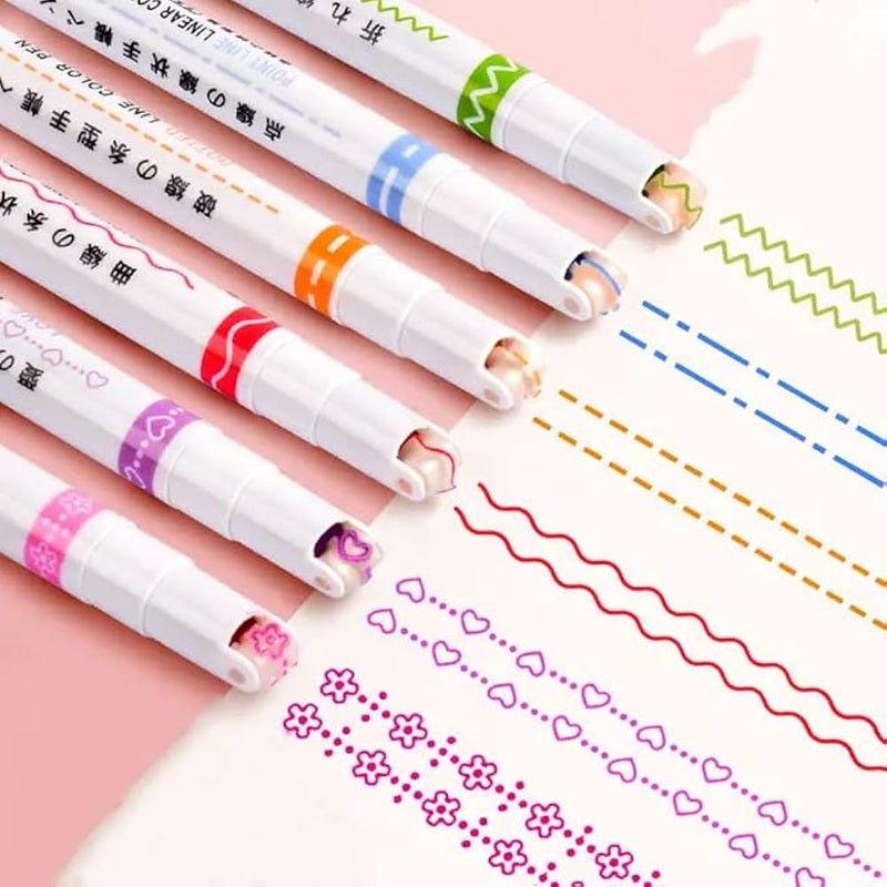 6-in-1 Pattern Roller Linear Color Pen