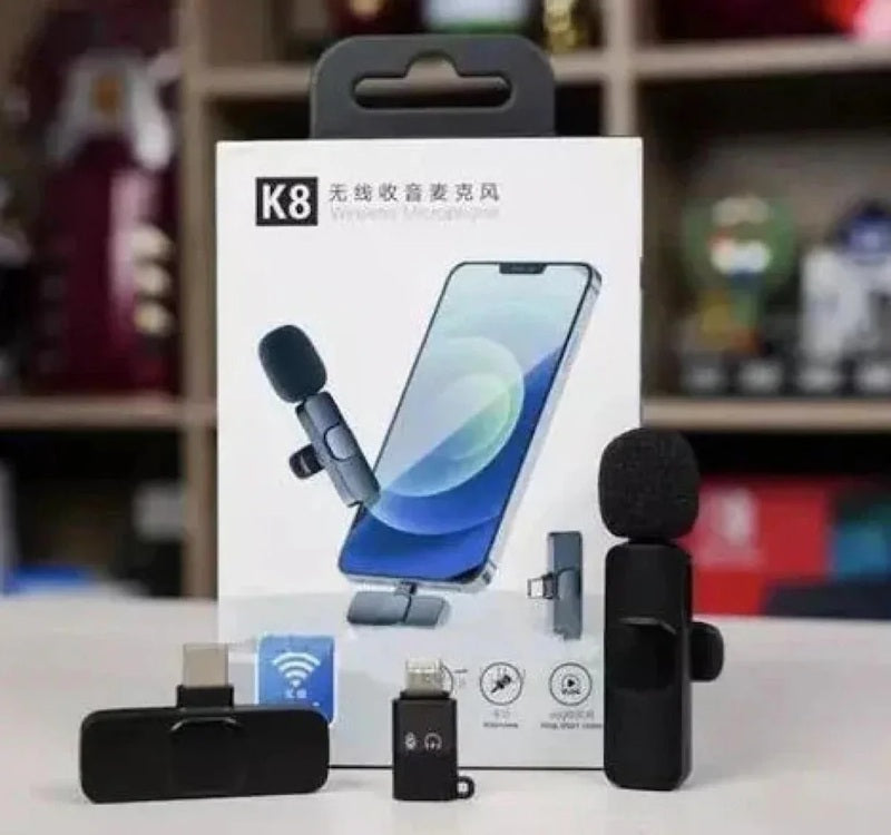 K8 Wireless Microphone For Mobile | Plug & Play Lavalier Mic For Vlogging, Live Streaming