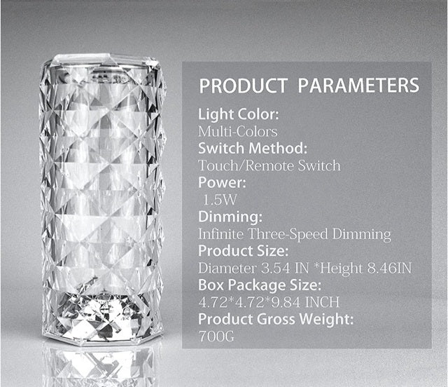 Rose Diamond Table Lamp (USB Charging Touch Lamp)