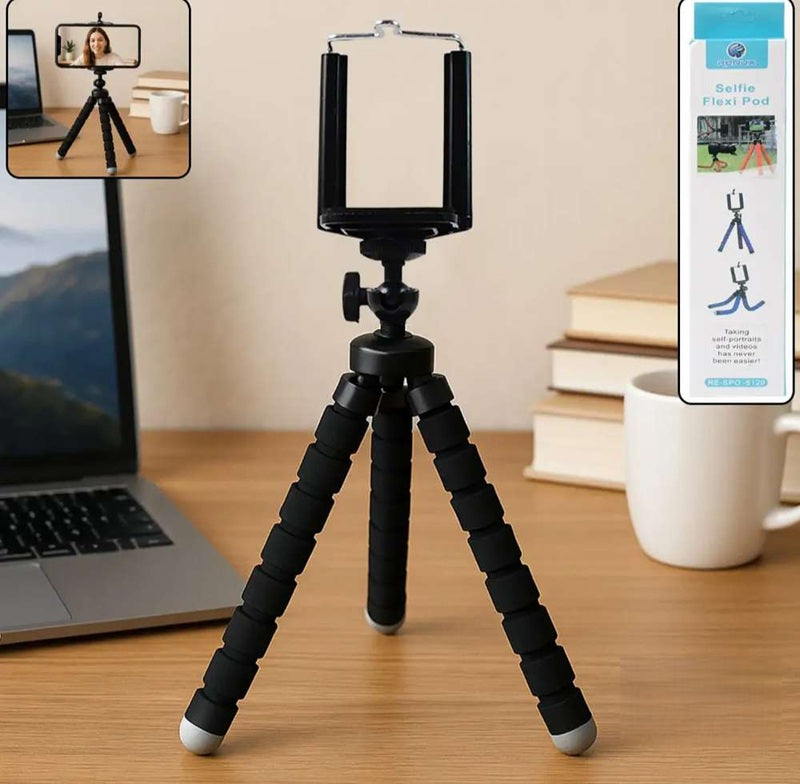 12 Inch Flexible Camera Tripod with Wrapable Disc Legs & Quick Release Plate + Universal Smartphone Mount + Bluetooth Wireless Remote Control Camera Shutter for Smartphones