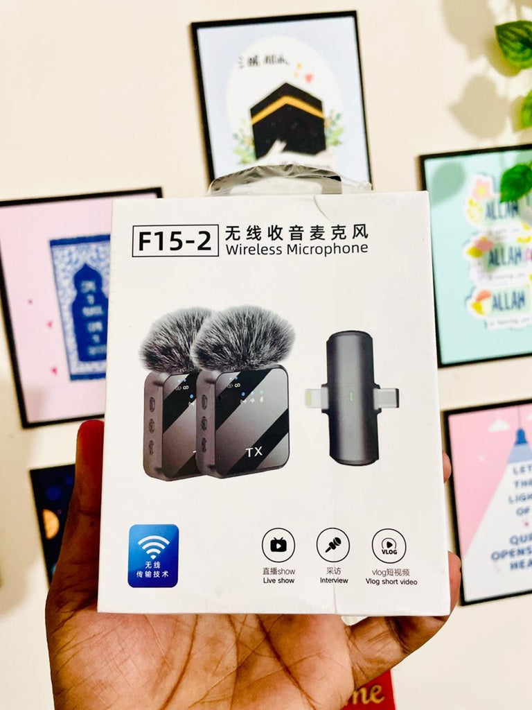 F15-2 Plug & Play Wireless Mic | 3-in-1 Noise Cancel Mic for YouTube & Reels Microphone