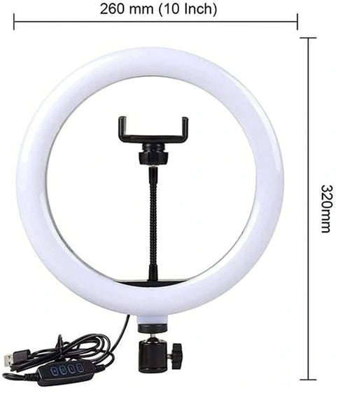 Ring Lights 10" Portable LED Selfie Lights (26cm) for Camera, Phone, TIK Tok, YouTube Video Shooting. Foldable and Lightweight. 7 feet Long. 3 Color Modes LED Light