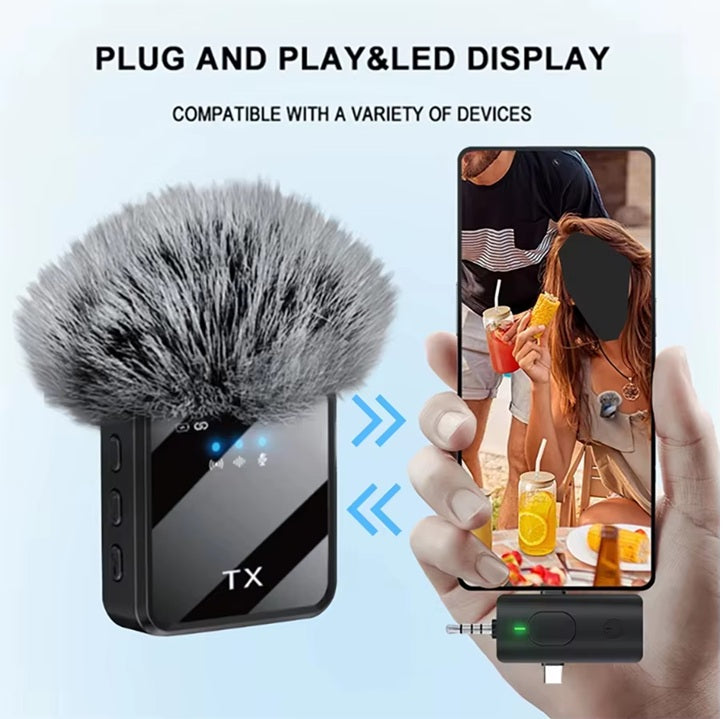 F11Wireless Mic for Youtubers,Wireless Microphone with 30-Hour Charging Case,Intelligent Noise Reduction Wireless Mic for YouTube, Ideal Mike for YouTube Channel