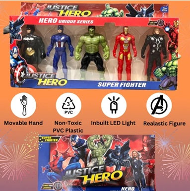 Justice Hero Action Figure Set, Set of 5