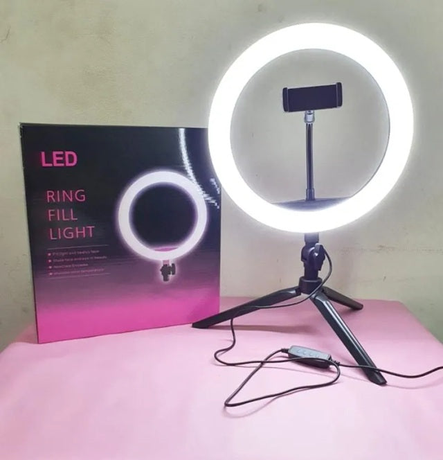 Ring Lights 10" Portable LED Selfie Lights (26cm) for Camera, Phone, TIK Tok, YouTube Video Shooting. Foldable and Lightweight. 7 feet Long. 3 Color Modes LED Light
