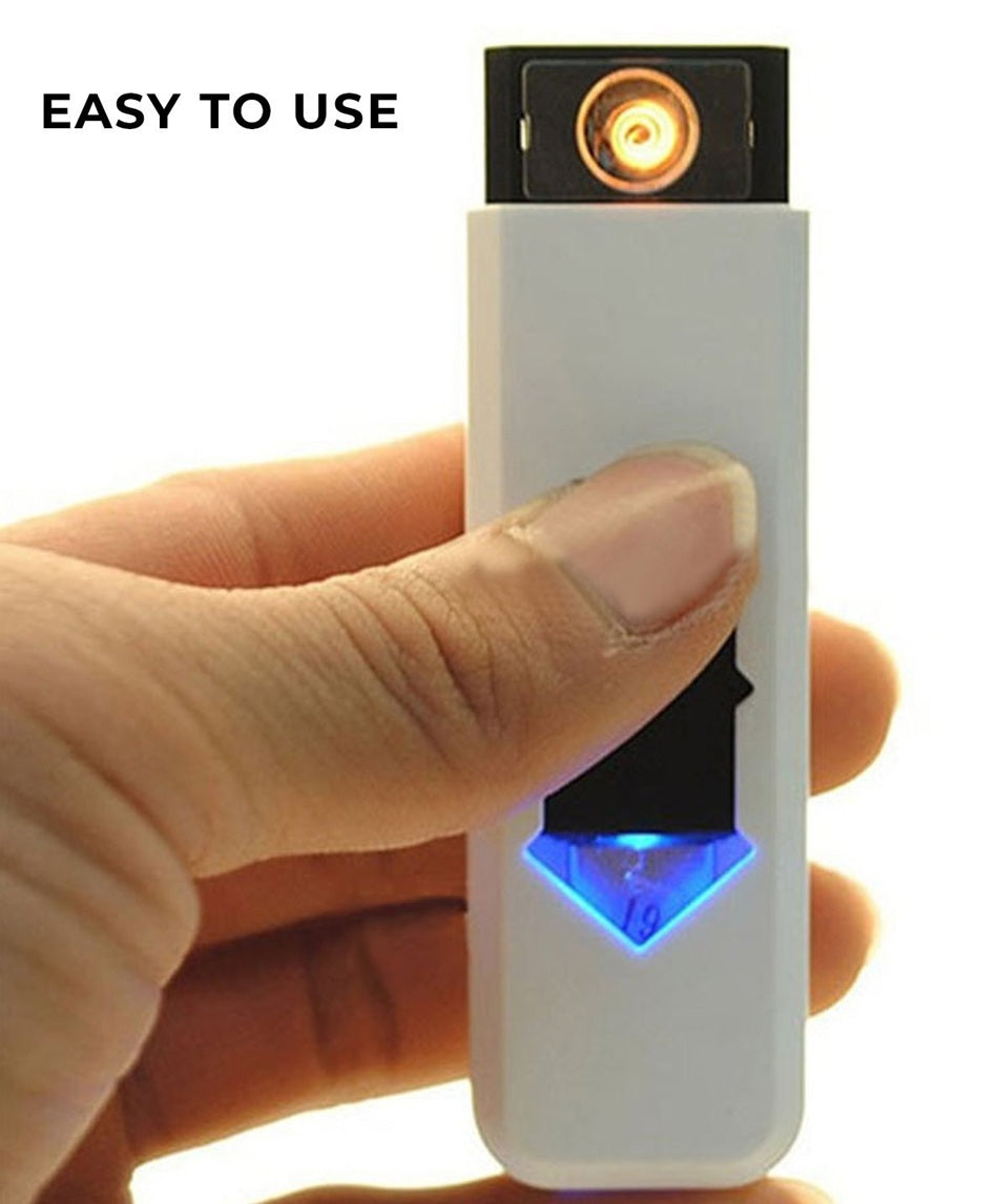 Generic USB Charging Lighter | Eco-Friendly, Smart, Flameless, Windproof, Portable, Modern, White Plastic Electronic Lighter
