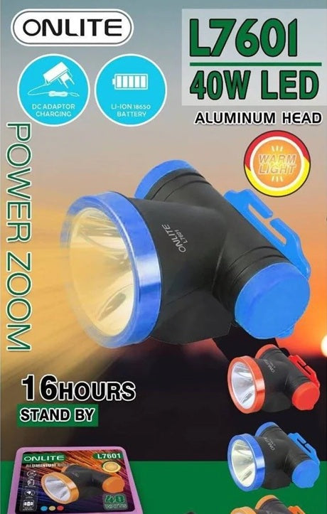 1587 40 Watt LED Rechargeable Dual Mode Head Torch