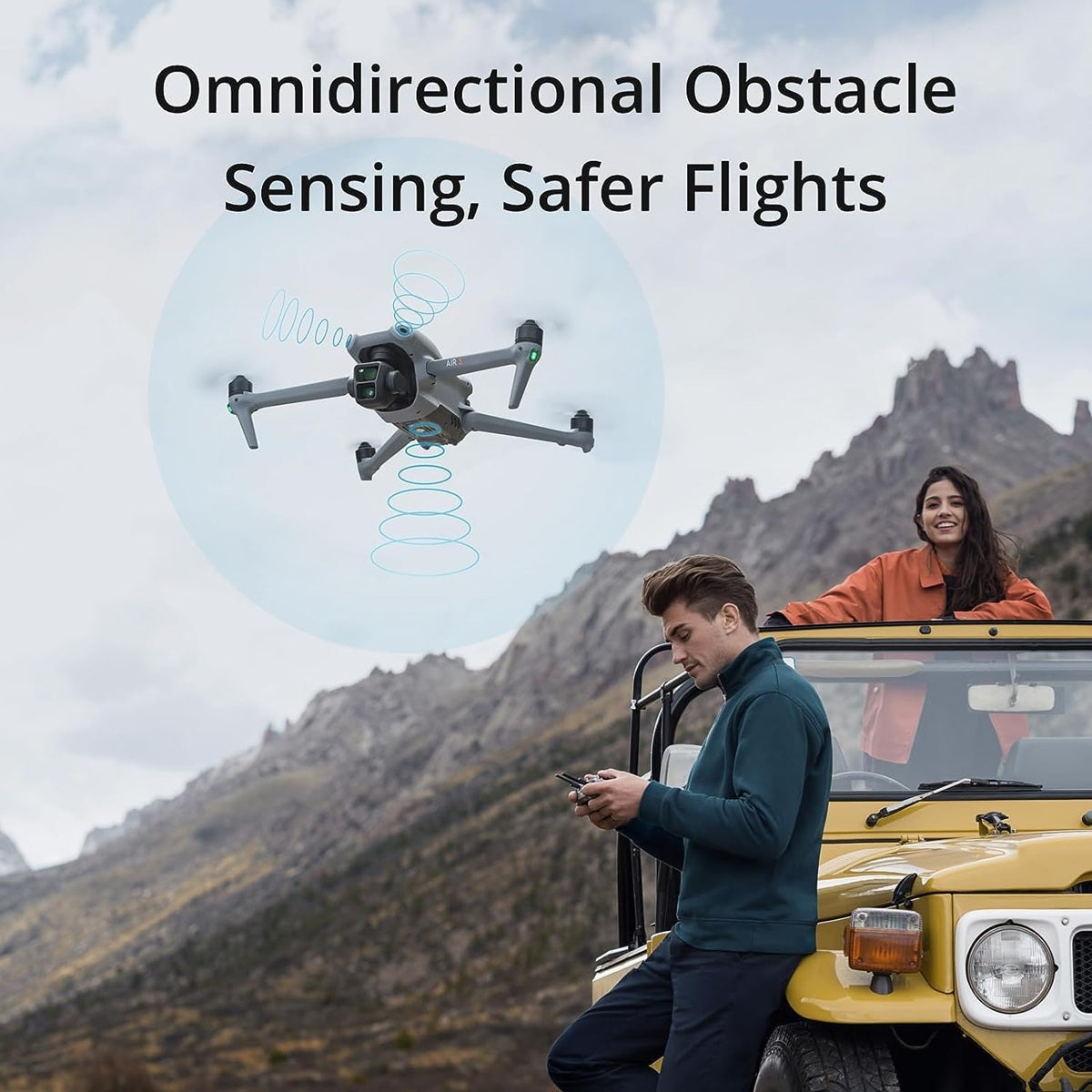 Air 3 Drone Quadcopter with RC-N2 Remote (with Screen) Fly More Combo Medium Tele & Wide-Angle Dual Primary Cameras, Obstacle Sensing, 48MP, 4K/60fps, 3 Batteries Bundle with Deco Gear Accessories